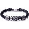 Nefertitis Pánsky čierny kožený náramok nerez oceľ s kotvami NF29075 - obvod cca 21,5 cm Nefertitis Pánsky čierny kožený náramok nerez oceľ s kotvami NF29075 - obvod cca 21,5 cm