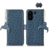 Peňaženkové kožené puzdro Ostrich Pattern na Galaxy A55 5G - Modrá Peňaženkové kožené puzdro Ostrich Pattern na Galaxy A55 5G - Modrá