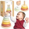 Tooky Toy nasadzovacie krúžky Macko Pastel