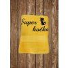Vyšívaná osuška s nápisom Super kočka Farba osušky: Tmavohnedá, Farba výšivky: Biela Vyšívaná osuška s nápisom Super kočka Farba osušky: Tmavohnedá, Farba výšivky: Biela