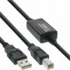 PremiumCord ku2rep15ab USB 2.0 repeater a propojovací A/M - B/M, 15m, černý
