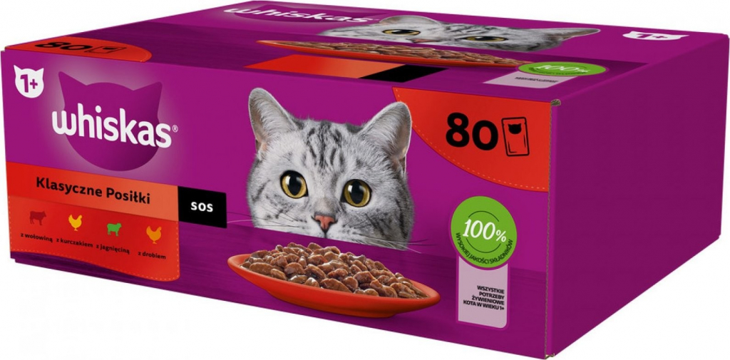 Whiskas klasický výběr ve šťávě pro dospělé kočky 80 x 85 g