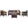 Súprava záhradného nábytku Venus s 5 miestami na sedenie hnedá Súprava záhradného nábytku Venus s 5 miestami na sedenie hnedá