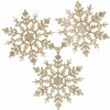 SPRINGOS Vianočné ozdoby Snehové vločky s trblietkami 12cm zlaté sada 3ks