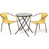 Greatstore Záhradný set BISTRO 2 stoličky + stolík – béžový polyratan Greatstore Záhradný set BISTRO 2 stoličky + stolík – béžový polyratan