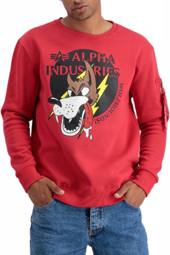 Alpha Industries Wolfhounds Sweater mikina pánska Mars Red červená