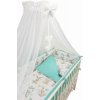 7 dielna sada do postieľky s baldachýnom biela s mätovou - Zvieratka na hojdačke 7 dielna sada do postieľky s baldachýnom biela s mätovou - Zvieratka na hojdačke