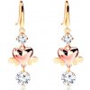 Šperky eshop - Dvojfarebné náušnice zo 14K zlata - okrúhle číre zirkóny, lesklé srdiečka S2GG104.17 Šperky eshop - Dvojfarebné náušnice zo 14K zlata - okrúhle číre zirkóny, lesklé srdiečka S2GG104.17