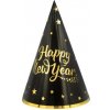 Čiapka papierová Happy New Year čierno-zlatá 21 cm 6 ks Čiapka papierová Happy New Year čierno-zlatá 21 cm 6 ks