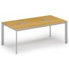 Rokovací stôl PRIMO INVITATION, 200x100 cm, buk + 2x stolná zásuvka TYP III, strieborná Rokovací stôl PRIMO INVITATION, 200x100 cm, buk + 2x stolná zásuvka TYP III, strieborná