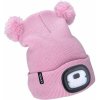 Detská ružová čiapka s čelovým svetlom LED