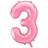 PartyDeco Fóliový balón narodeninové číslo 3 ružový 86cm PartyDeco Fóliový balón narodeninové číslo 3 ružový 86cm