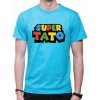Fajntričko tričko Super Tato farebné tyrkysová modrá