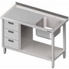Stůl s jednokomorovým dřezem z pravé strany, s blokem tří zásuvek a policí 1400x700x850 mm | STALGAST, 982367140 inox Stůl s jednokomorovým dřezem z pravé strany, s blokem tří zásuvek a policí 1400x700x850 mm | STALGAST, 982367140 inox