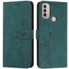 Peňaženkové kožené puzdro Skin Feel Heart na Motorola Moto E20 / E30 / E40 - Zelená Peňaženkové kožené puzdro Skin Feel Heart na Motorola Moto E20 / E30 / E40 - Zelená