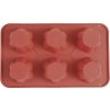 Forma MagicHome, na pečenie, na 6 muffinov, silikón, vzor kvet, červená, 28,6x17,2cm