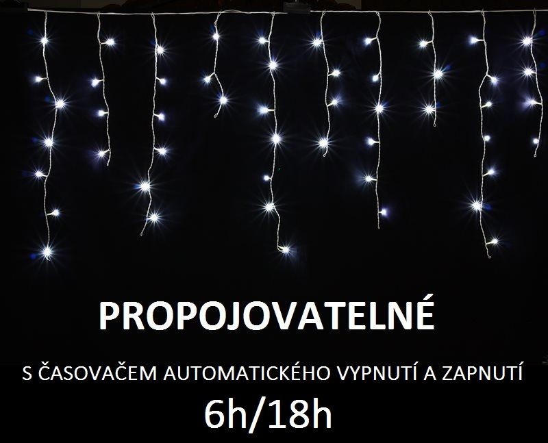 LUMA LED Vianočný svetelný dážď studená biela 20m prívod 5m 648 LED IP44 s časovačom