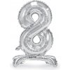 PartyDeco Samostojací fóliový balón 8 strieborný 70 cm PartyDeco Samostojací fóliový balón 8 strieborný 70 cm