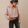 Voálová blúzka s potlačou škvŕn ružová