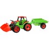 LENA Traktor se lžící a s vozíkem červeno zelený LENA Traktor se lžící a s vozíkem červeno zelený