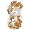BELLATEX Priadza Puffy color 100 g - 6398 biela, béžová, hnedá
