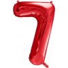 PartyDeco Fóliový balón číslo 7 červený 86 cm