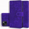 Peňaženkové kožené puzdro Mandala Calf na iPhone 16 Plus - Fialová Peňaženkové kožené puzdro Mandala Calf na iPhone 16 Plus - Fialová