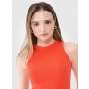 4F dámsky slim top z rebrovaného materiálu TSLEF119 biela