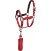Equestro Set ohlávky s vodítkom Shiny Fittings ro red