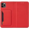 SES Magnetické flipové s priestorom na karty Apple iPhone 13 Pro - červené