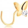 Šperky eshop - Piercing do nosa v žltom 14K zlate - malý motýľ s čírym zirkónom S2GG141.08 Šperky eshop - Piercing do nosa v žltom 14K zlate - malý motýľ s čírym zirkónom S2GG141.08