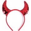 Čertovské rohy s flitrami červená