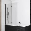 RONAL SOLINO BLACK SOLB2 120cm ľavá vaňová zástena dvojdielna otváracia, profil čierny - 87 – sklo matné Screen RONAL SOLINO BLACK SOLB2 120cm ľavá vaňová zástena dvojdielna otváracia, profil čierny - 87 – sklo matné Screen