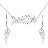 Šperky eshop - Set náhrdelníka a visiacich náušníc, papradie, zo striebra 925 S70.02 Šperky eshop - Set náhrdelníka a visiacich náušníc, papradie, zo striebra 925 S70.02