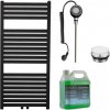CERANO - Kúpeľňový elektrický radiátorový set Luigino - stredové pripojenie 50mm - 300W - čierna matná - 970x450 mm CERANO - Kúpeľňový elektrický radiátorový set Luigino - stredové pripojenie 50mm - 300W - čierna matná - 970x450 mm
