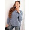 Kesi Dámsky sveter s vlnou s dlhým rukávom a okrúhlym výstrihom Modrá
