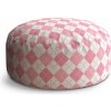 Sablio Taburet Ružové a biele kosoštvorčeky: 38x48 cm Sablio Taburet Ružové a biele kosoštvorčeky: 38x48 cm