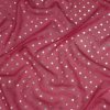 Hodvábny šifón ružový, strieborné bodky, š.135 Hodvábny šifón ružový, strieborné bodky, š.135