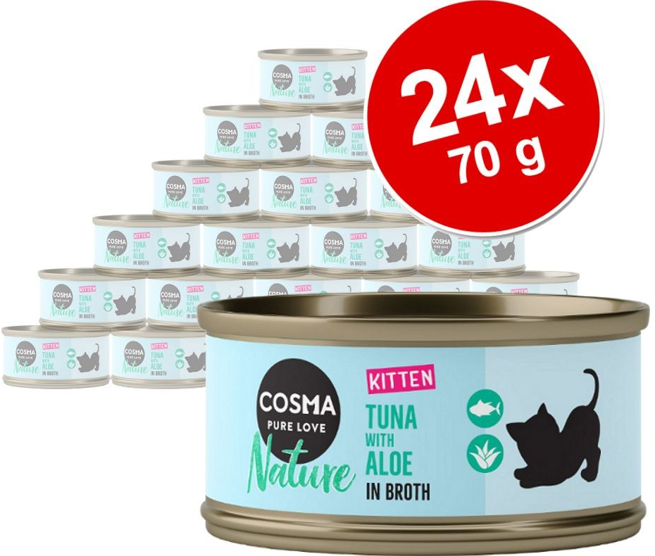 Cosma Nature Kitten tuniak a aloe vera 24 x 70 g