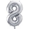 PartyDeco BALÓNIK fóliový číslo 8 strieborné 86 cm PartyDeco BALÓNIK fóliový číslo 8 strieborné 86 cm