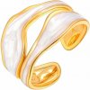 Prsteň Wave Pearl nastaviteľný (18K pozlátená oceľ) Prsteň Wave Pearl nastaviteľný (18K pozlátená oceľ)