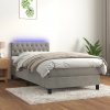 Box spring postel s matrací a LED světle šedá 90x200 cm samet Šedá 3134561 Box spring postel s matrací a LED světle šedá 90x200 cm samet Šedá 3134561