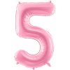 PartyDeco Fóliový balón narodeninové číslo 5 ružový 86cm PartyDeco Fóliový balón narodeninové číslo 5 ružový 86cm