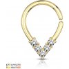 Šperky eshop - Piercing do nosa alebo ucha - zirkónové V, krúžok s lesklým povrchom W20.11 - Hrúbka piercingu: 1,2 mm, Farba piercing: Medená Šperky eshop - Piercing do nosa alebo ucha - zirkónové V, krúžok s lesklým povrchom W20.11 - Hrúbka piercingu: 1,2 mm, Farba piercing: Medená