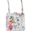 Malá kožená kvetovaná celozipsová crossbody kabelka biela Malá kožená kvetovaná celozipsová crossbody kabelka biela