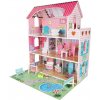 KIK Lulilo Gardeno drevený domček pre bábiky so záhradným nábytkom 70 cm ružový LED