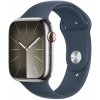 Apple Watch Series 9, Cellular, 45mm, Silver Stainless Steel, Storm Blue Sport Band - S/M (MRMN3QC/A)