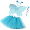 Karnevalový kostým - víla, páperové krídla - 1 sada 3 modrá anjelská