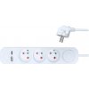 Solight PP111USBC, 3 zásuvkový predlžovací prívod s USB A+C nabíjačkou 2,4A, 2m, 3 x 1mm2, biely, vypínač PP111USBC Solight PP111USBC, 3 zásuvkový predlžovací prívod s USB A+C nabíjačkou 2,4A, 2m, 3 x 1mm2, biely, vypínač PP111USBC
