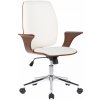 Design-Shop Kancelárska stolička Burbank - koženka, drevo orech - Biela Design-Shop Kancelárska stolička Burbank - koženka, drevo orech - Biela